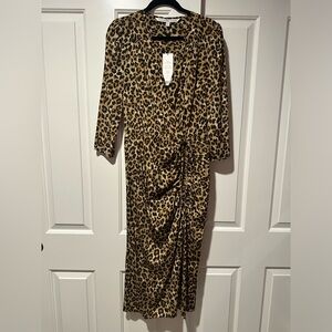NWT Veronica Beard Arielle Midi Dress Leopard Size 4